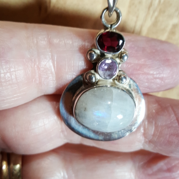 Moonstone, Tanzanite & Garnet Necklace - Picture 2 of 6